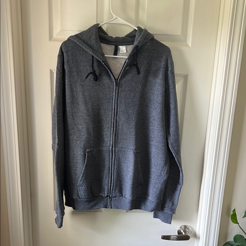 Divided Gray Zip Up Sweater Classic Knit